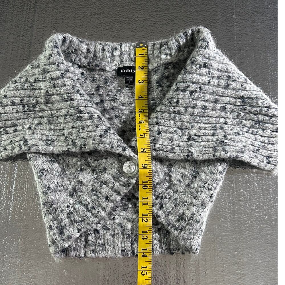 Bebe Cropped Knit Sweater Vest Gray Speckled Open Front Women's Size Small - Picture 11 of 11